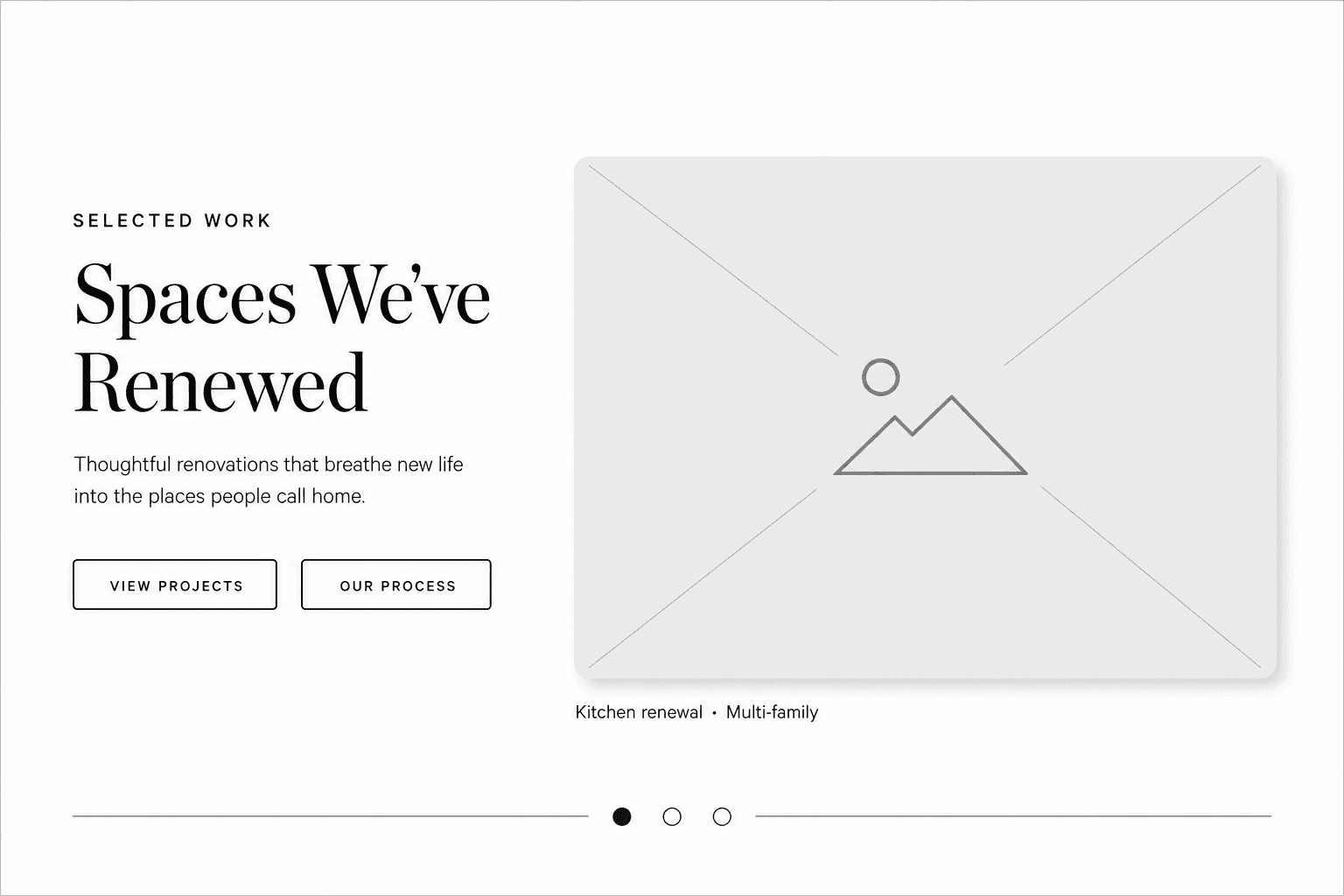 Option A editorial split panel mockup