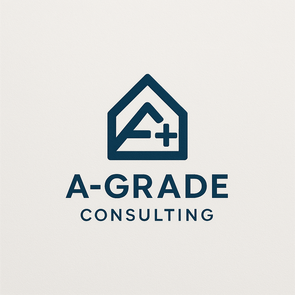 Logo concept 2: navy A+ inside house frame